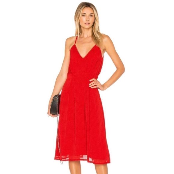 House of Harlow 1960 x Revolve Swiss Dot Ines Midi Red Dress Tank Size XS - Picture 3 of 11